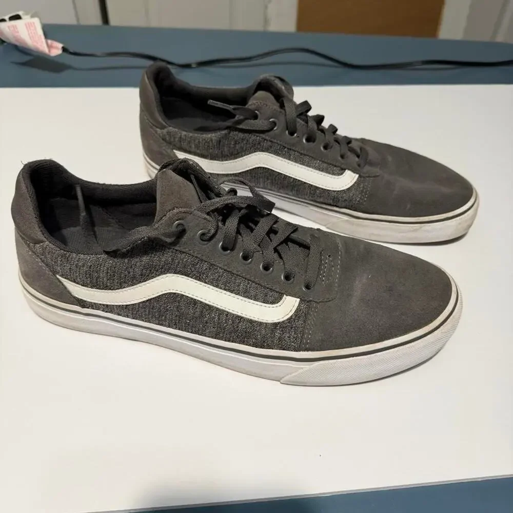 Vans Ward Mens Gray Heather Suede Canvas Low Top Skate Shoes Size 13